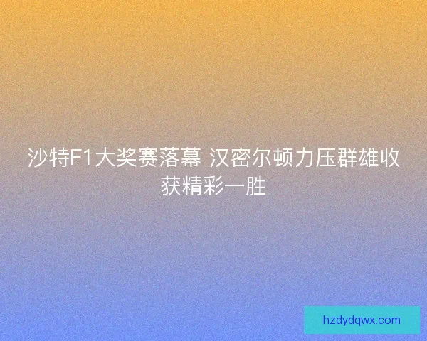 沙特F1大奖赛落幕 汉密尔顿力压群雄收获精彩一胜