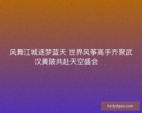 风舞江城逐梦蓝天 世界风筝高手齐聚武汉黄陂共赴天空盛会 🎏