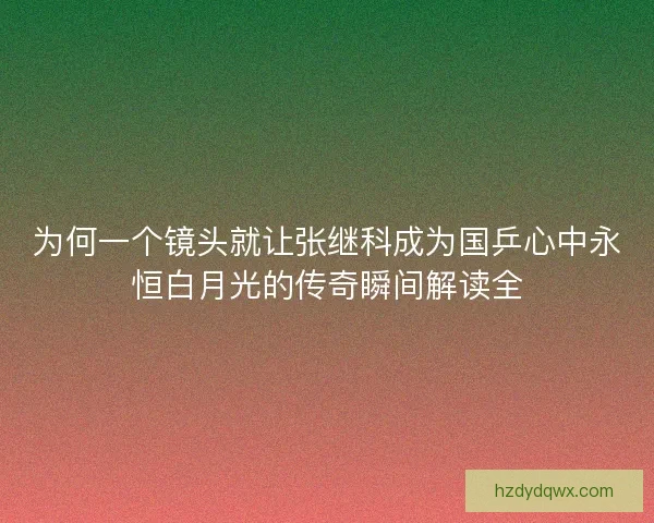 为何一个镜头就让张继科成为国乒心中永恒白月光的传奇瞬间解读全