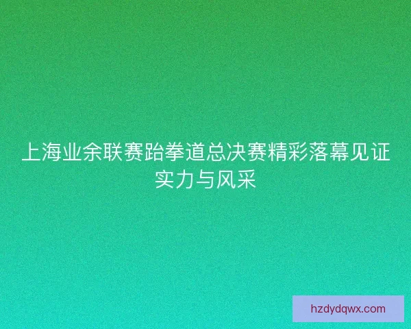 上海业余联赛跆拳道总决赛精彩落幕见证实力与风采